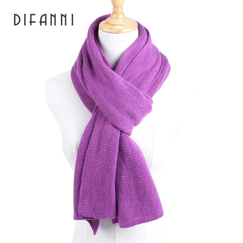 [DIFANNI] bufandas Unisex de color liso para invierno, bufanda de acrílico tejido cálido, chal largo grueso de moda, bufanda de invierno