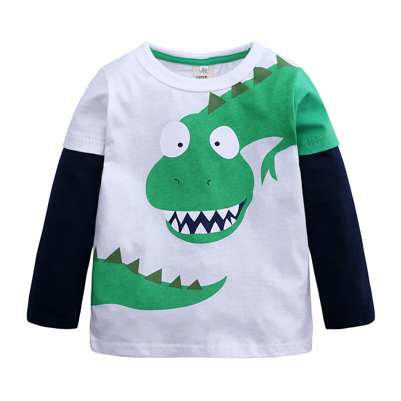 2022 Zomer Meisjes T-shirts Kleding Lange Mouw 100% Katoen Dinosaurus Cartoon Kinderen T Shirts Meisjes 2-8Y Hoge Kwaliteit Kids Tees