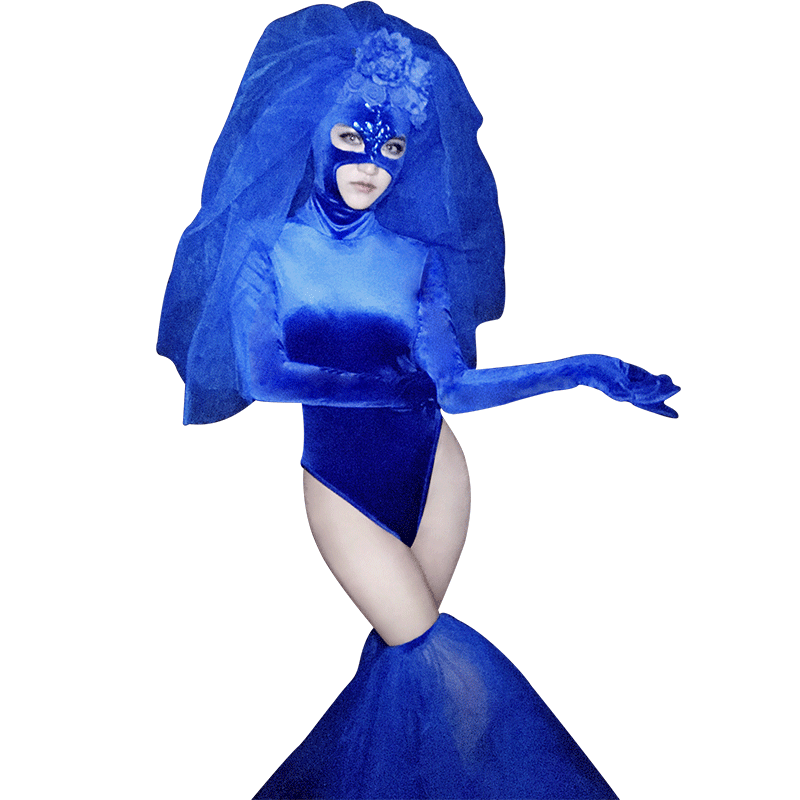 Nieuwe Vrouw Masker Blauw Ds Prestaties Zangeres Sexy Dj Lead Dance Nachtclub Gogo Dancer Kostuum