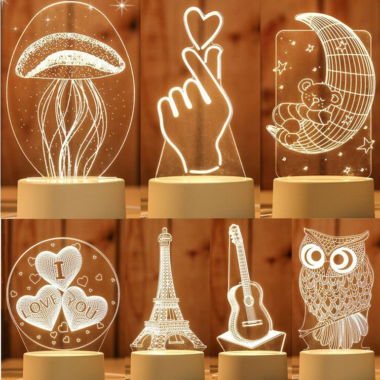 Zasilany USB 3D lampa stołowa led Jellyfish sowa lampka nocna ABS + żywica multi-design lampa dla dzieci sypialnia prezent miłość niedźwiedź światło