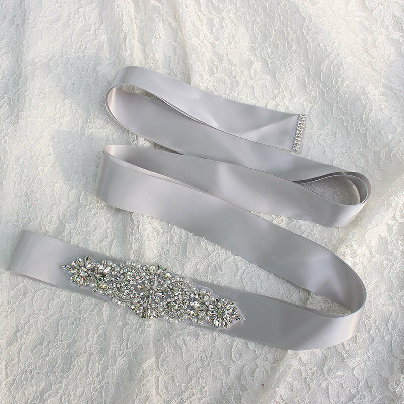 ในสต็อกผู้หญิง2018 Hand Made ไข่มุกงานแต่งงานคริสตัลงานแต่งงานเข็มขัดเข็มขัด Bridal Sash