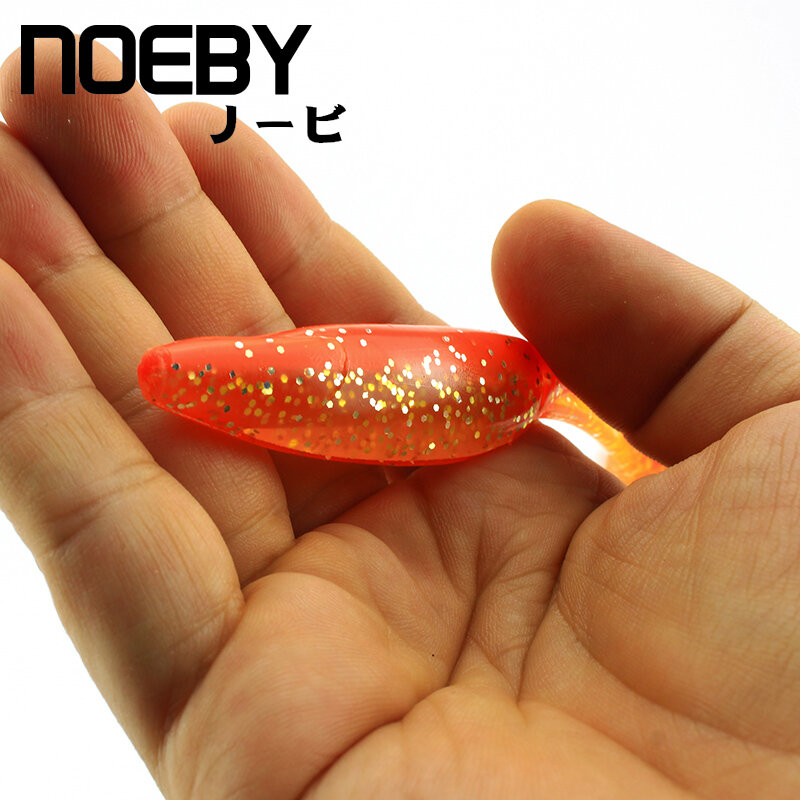 NOEBY – lot d'appâts souples en Silicone pour la pêche, set de leurres pour attraper des poissons gras, fabriqués à la main, queue en T, 70mm, 2.8g, 6 pièces