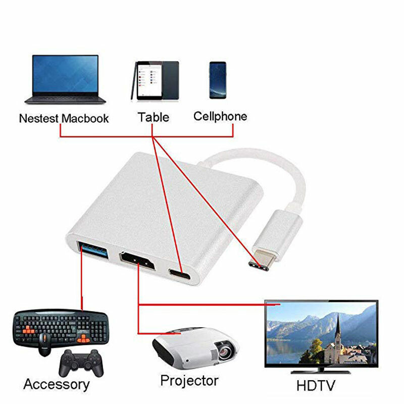 (에서 선박 us) Thunderbolt 3 어댑터 USB 유형 C 허브 HDMI 호환 4K 지원 삼성 Dex 모드 USB-C 도크 PD MacBook Pro/Air 2021