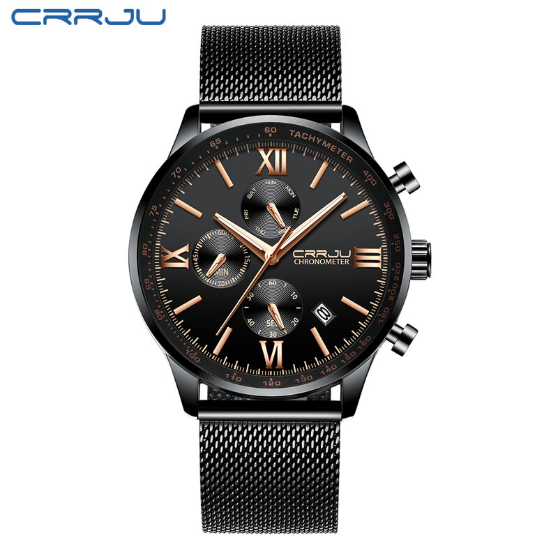 CRRJUการออกแบบที่ไม่ซ้ำกันผู้ชายผู้หญิงแบรนด์นาฬิกาข้อมือหนังควอตซ์ลำลองธุรกิจกีฬานาฬิกา...