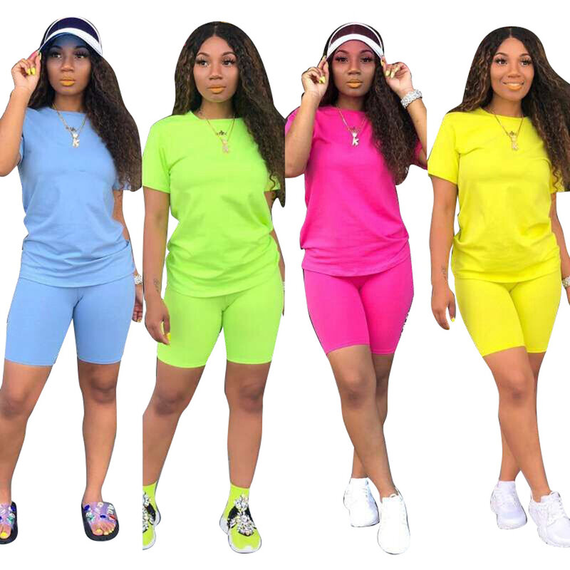 D8286 ensemble sportif deux pièces pour femmes, tenue de sport, couleur unie, 4 couleurs, 2019