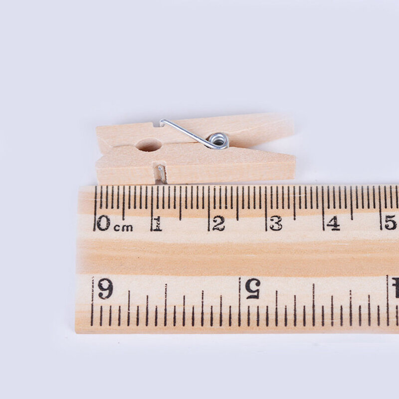Mini Clips de madera Natural para fotos, Clips de decoración para manualidades, suministros escolares, de 25mm tamaño muy pequeño, 50 Uds.