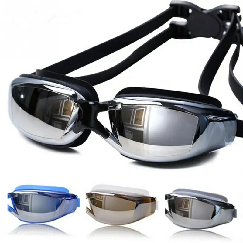 Gafas de natación profesionales para hombres y mujeres, protección UV antiniebla, impermeables, de silicona, para adultos
