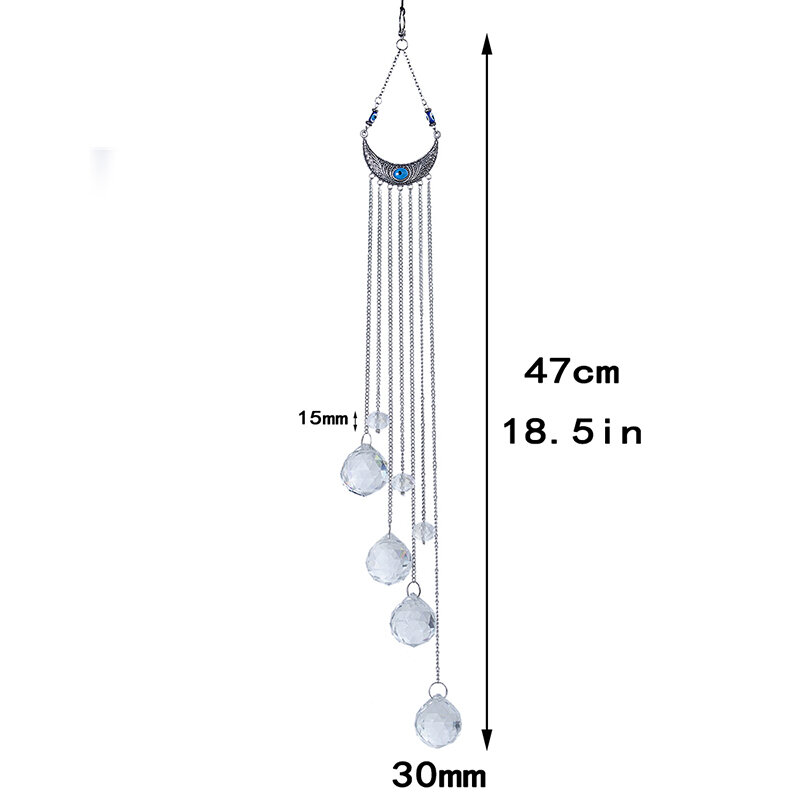 H&D Blue Evil Eye Wall Hanging Drops Rainbow Maker Crystal Suncatcher with Crystal Prism Balls for Home,Garden Window Decoration