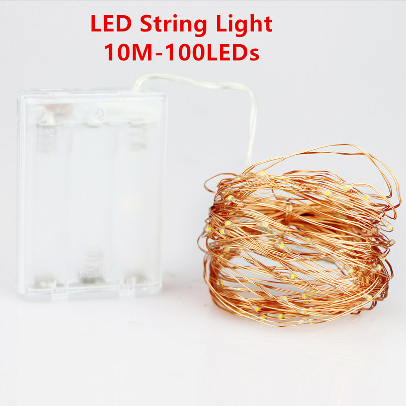 1/2/5/10M 10-100 LEDs ghirlanda di natale filo di rame LED String Lamp Fairy Lights per interni capodanno decorazione di nozze di natale