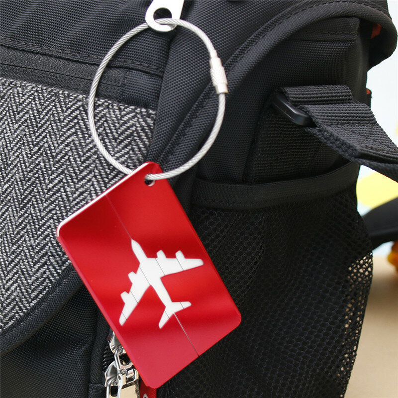 Portable Aluminium Alloy Airplane Luggage Tags Suitcase ID Name Address Holder Baggage Boarding Label Card Travel Accessories