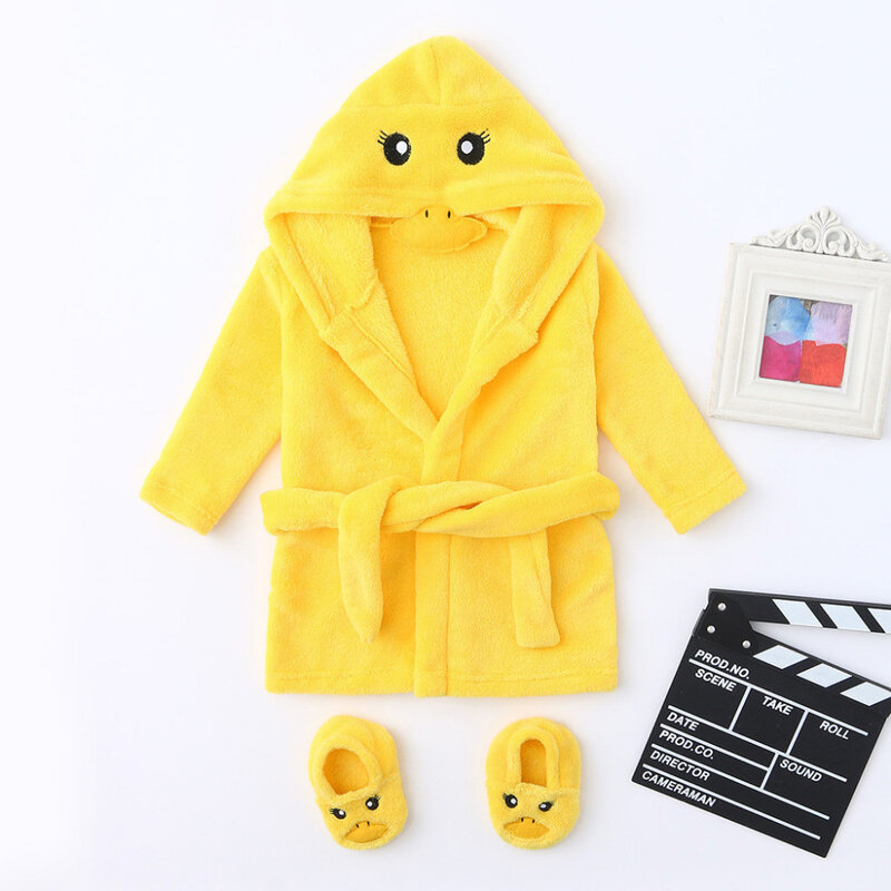 Winter Leuke Warme Badjassen Baby Jongens Meisjes Cartoon Beer Konijn Knielange Badjas Hoodie Robe Peignoir Albornoz Nachtkleding