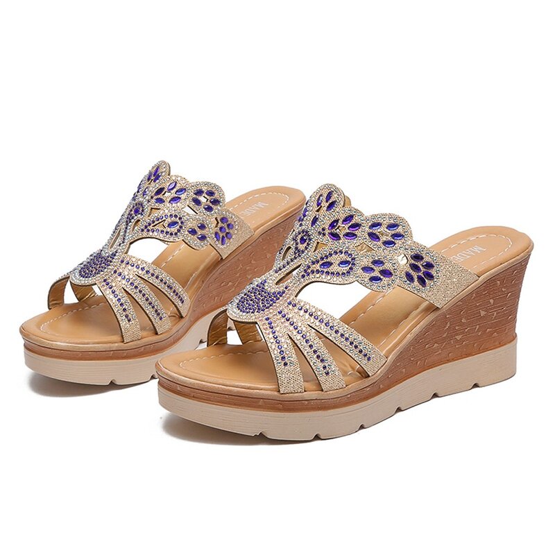 Sandálias femininas transparentes boêmia, calçado feminino, sandálias peep toe, chinelos, sapatos femininos, verão 2019