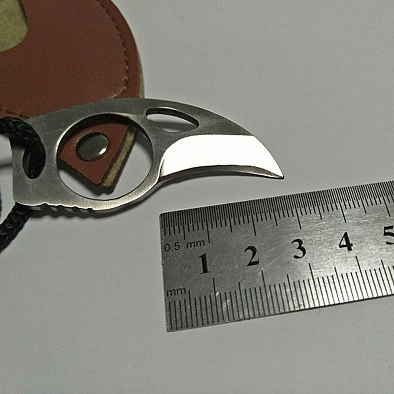 Mały przenośny nóż odkryty sprzęt biwakowy narzędzie edc Survival samoobrona Mini pazur nóż skórzana osłona