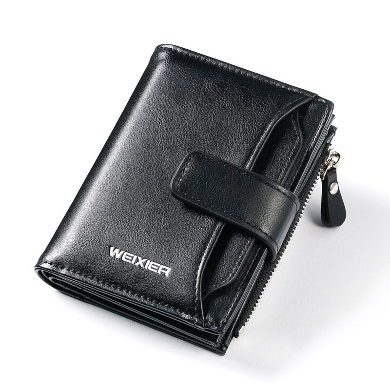 새로운 비즈니스 남성 지갑 짧은 세로 남성 동전 지갑 캐주얼 다기능 카드 소지자 가방 지퍼 버클