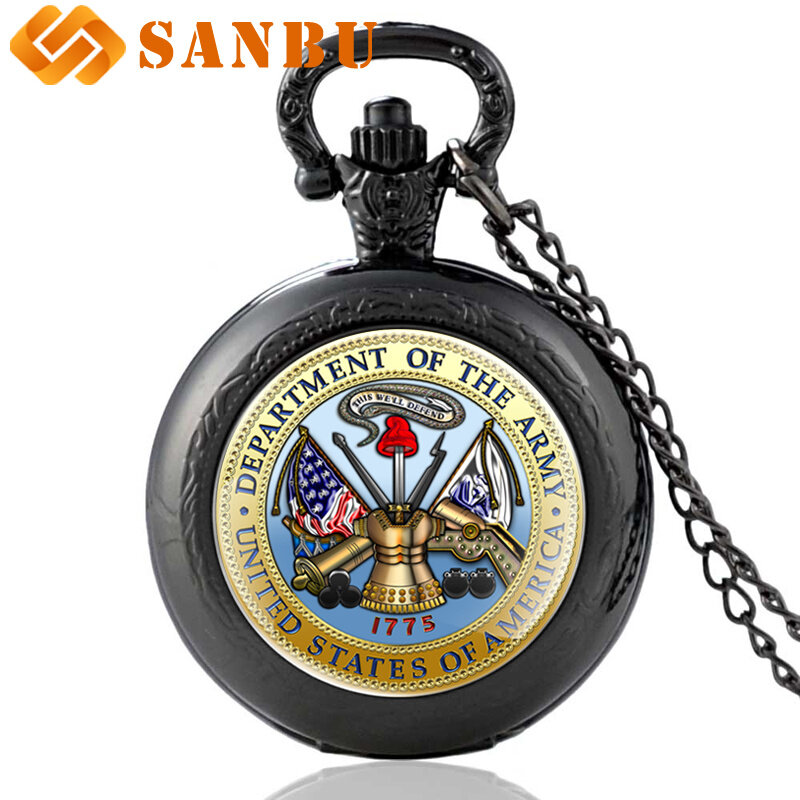 Модные Ретро американские армейские карманные часы винтажные мужские женские бронзовые ожерелья кварцевые военные часы