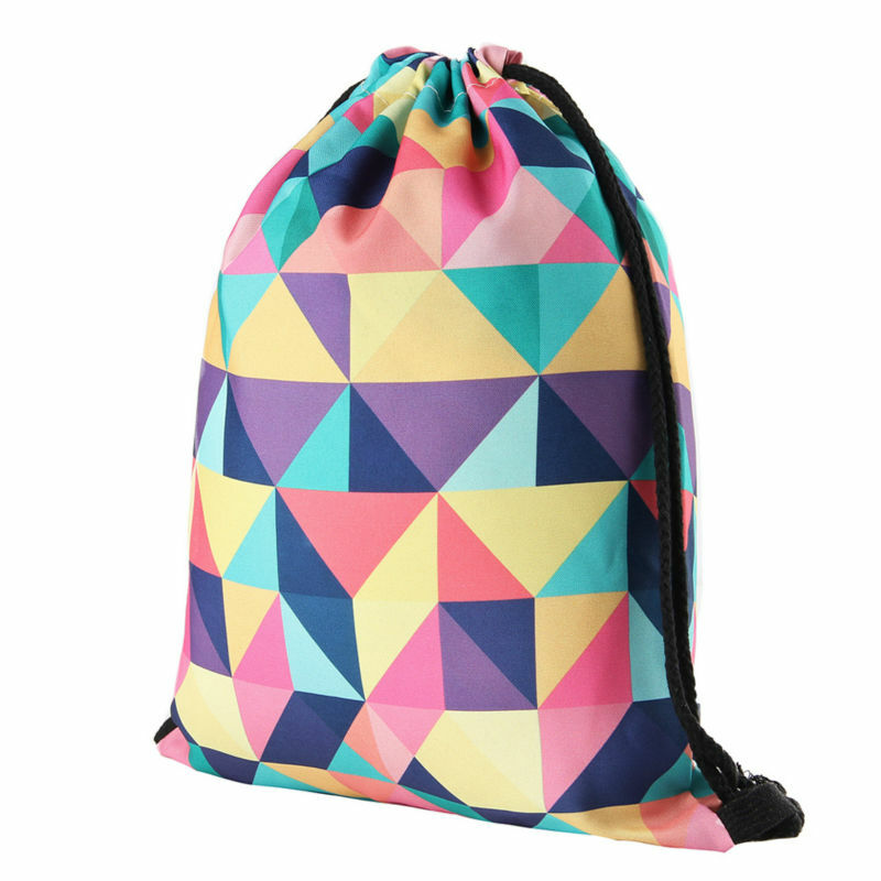 New fashion Women Geometric Backpack 3D Printing Travel Softback  Mochila Drawstring Bag