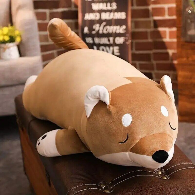 1 peça cachorro de pelúcia de 35-100cm, brinquedo falso de desenho animado, shiba inu, boneco de cachorro adorável, presente de aniversário de criança, travesseiro de corgi