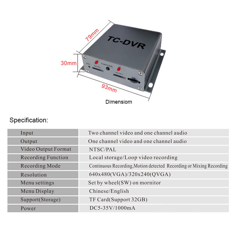 Mini enregistreur vidéo DVR avec carte Micro SD, Support de deux cartes TF de 32 go, enregistrement vidéo en temps réel, détection de mouvement, VGA 640*480