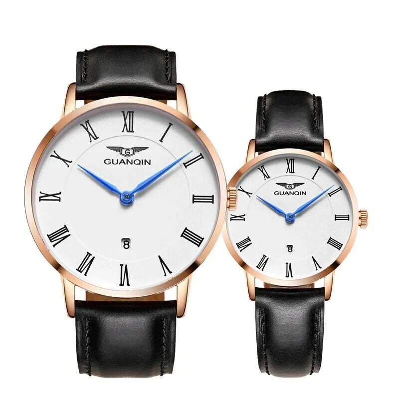 2018 new Luxury Couple Watch Top Brand GuanQin Quartz Watch Calendar Hardlex Waterproof Simple Fashion Casual bayan kol saati
