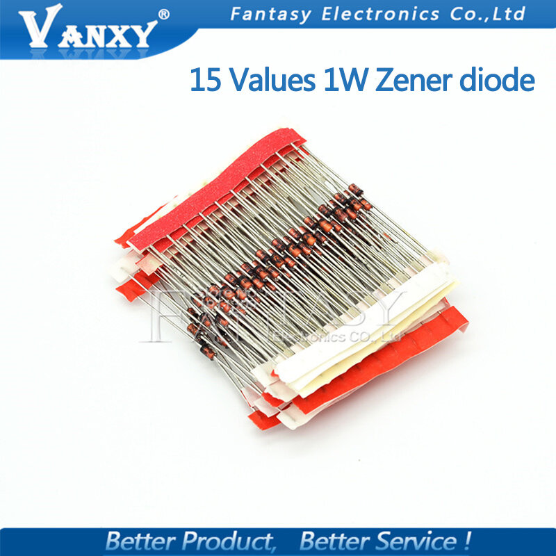 Kit de diode Zener DO-41 3 V-30 V 1 W, composant d'origine, outil de bricolage, nouveauté, DIY, 15 valeurs x 10 = 150 pièces,