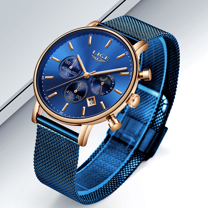 2019 nouveau femmes cadeau horloge LIGE marque de mode Quartz montre-bracelet dames de luxe en or Rose montre femme montre femmes Relogio Feminino
