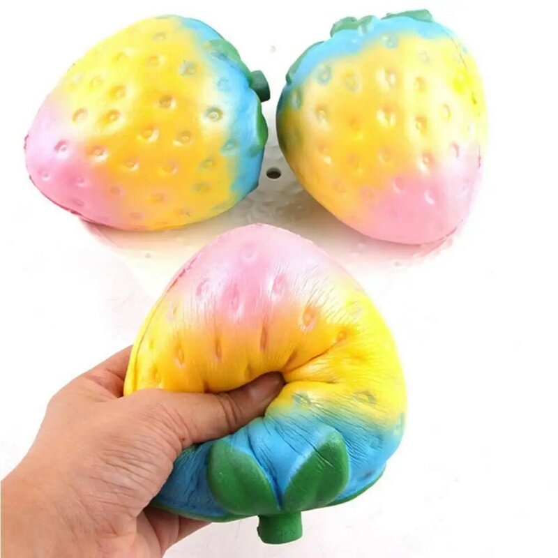 11cm Cute Soft Squishy Squishies Rainbow Strawberry Toy Slow Rising for Children Adults Relieves Stress Anxiety Sample Model