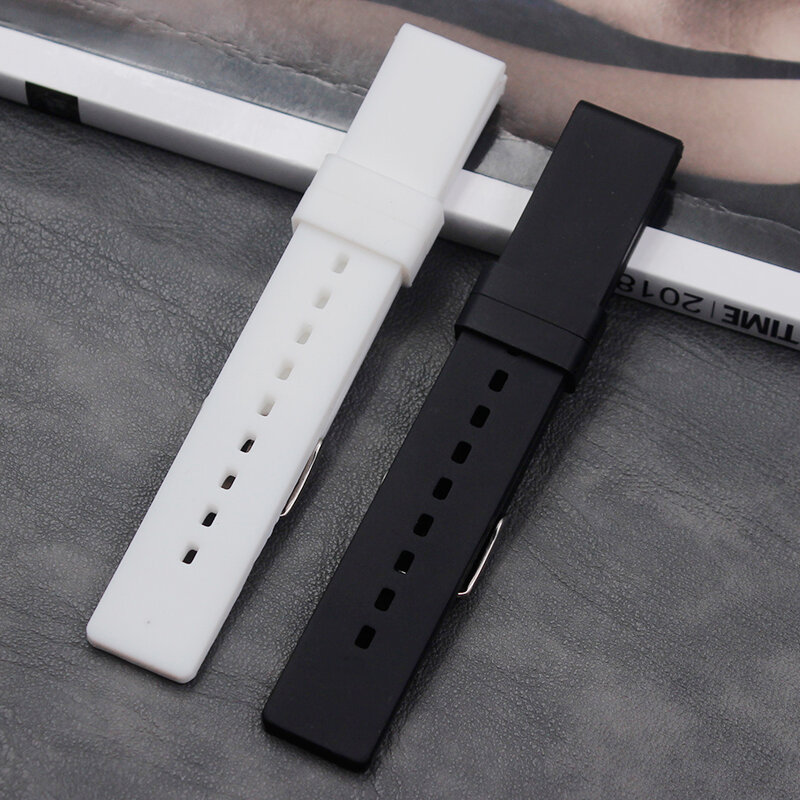 Men's silicone strap 18mm ladies waterproof outdoor soft sports sweat-proof natural rubber strap accessories pin buckle