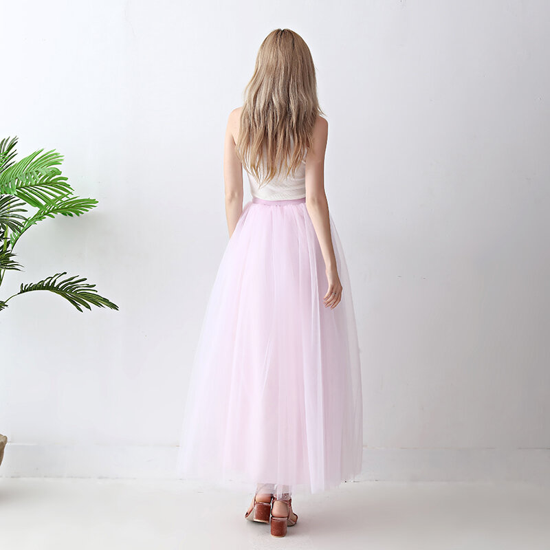Женская длинная фатиновая юбка, пятислойная юбка Макси длиной до щиколотки для подружки невесты, бальное платье на свадьбу