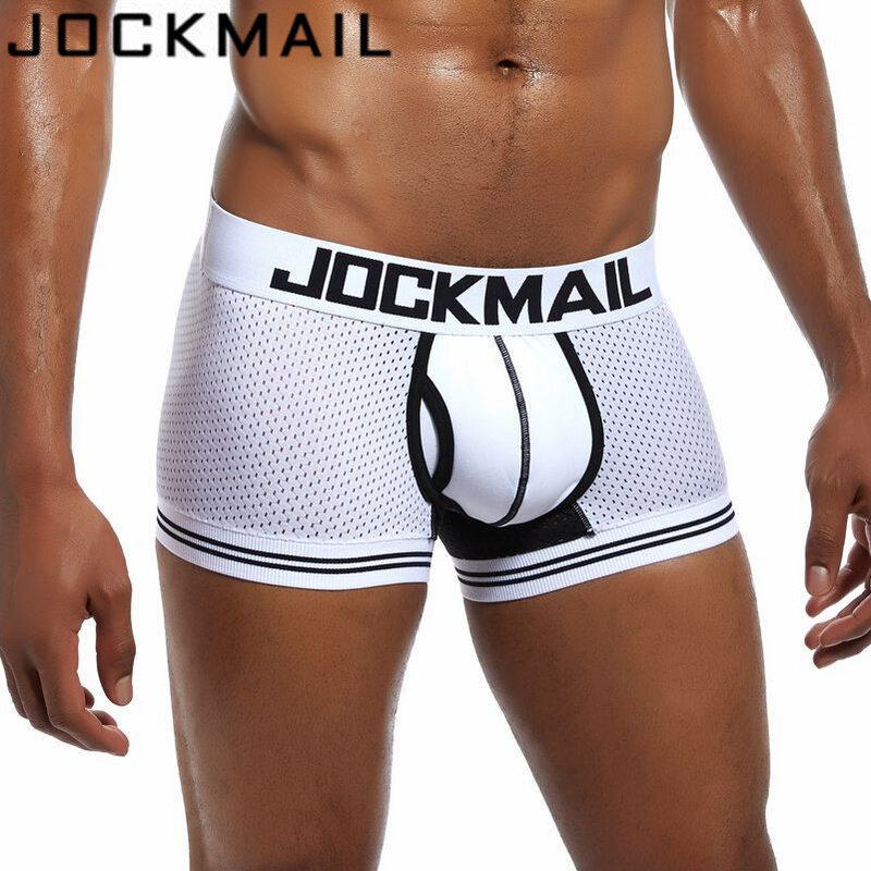 Jockmail Brand Boxer Men Mesh U Pouch Underwear Sexy Underpants Cueca Cotton Pants Trunks Boxer 1843