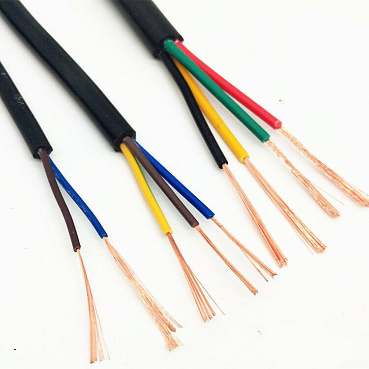 Cable eléctrico RVV, 24 AWG, 0,2 mm2 RVV 2/3/4/5 núcleos, Conductor de Cable de cobre, Cable Enchapado suave negro