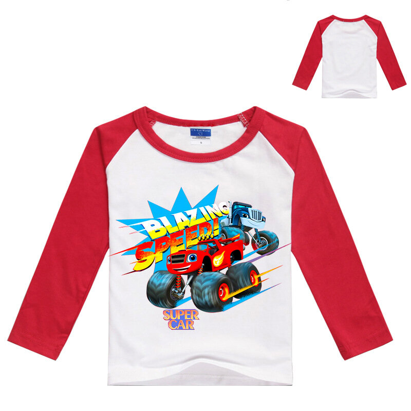 Kids New Children Short Sleeve T-Shirts Kids Boy Girl Tee Boys Tops Monster Machine Kids   Boy Blazing Speed Car Cartoon Chothe