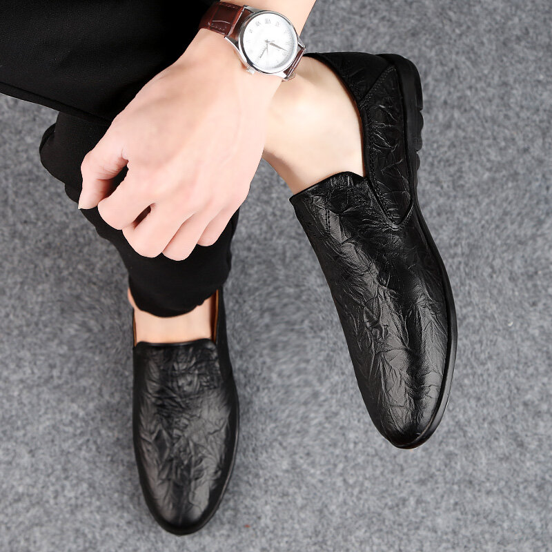 Mocassins en cuir véritable pour hommes, chaussures respirantes, à la mode, grandes tailles, j3, décontracté