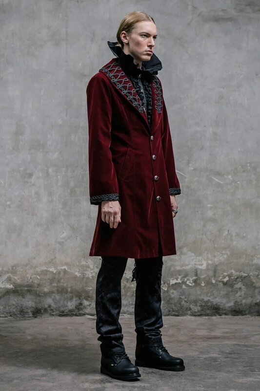 고딕 남성 드레스 코트 steampunk 옷깃 목 겨울 긴 자켓 파티 할로윈 겉옷