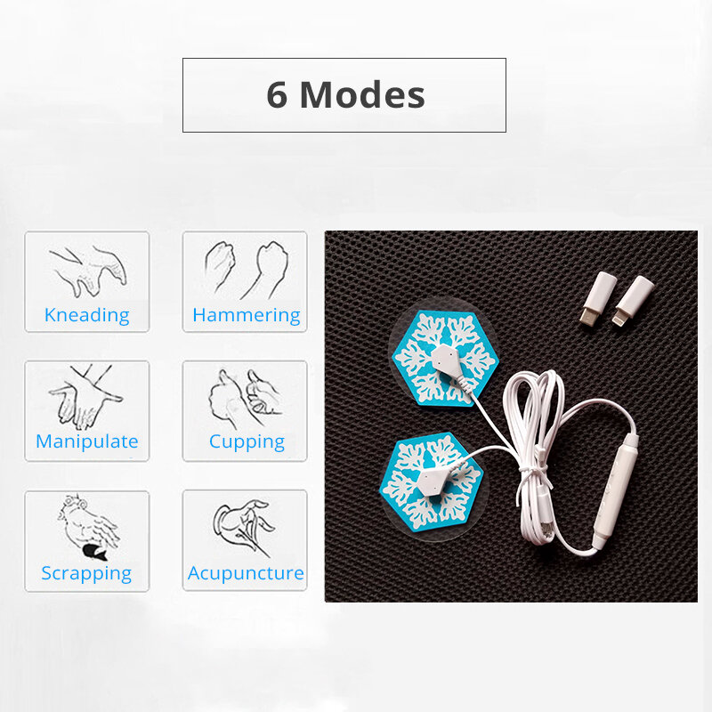 휴대용 EMS 펄스 마사지기 전화 마사지 전신 통증 완화 2 마사지 패치 iOS 안드로이드 USB 장치와 일치