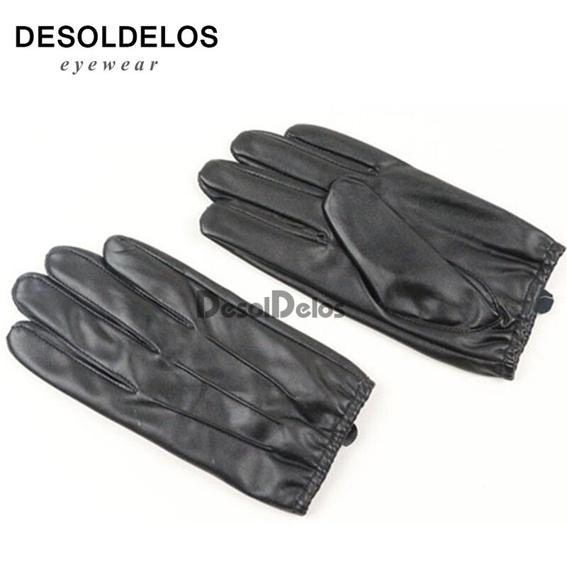 Guantes lujosos de piel sintética para hombre, guantes cálidos para conducción en invierno, de Cachemira, color negro, alta calidad