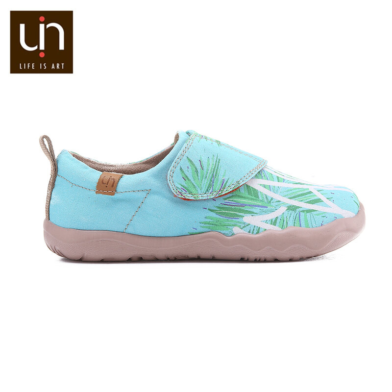 UIN Sea Breeze-zapatos informales pintados para niños grandes, zapatillas planas de lona con velcro para niños y niñas, Calzado cómodo para exteriores