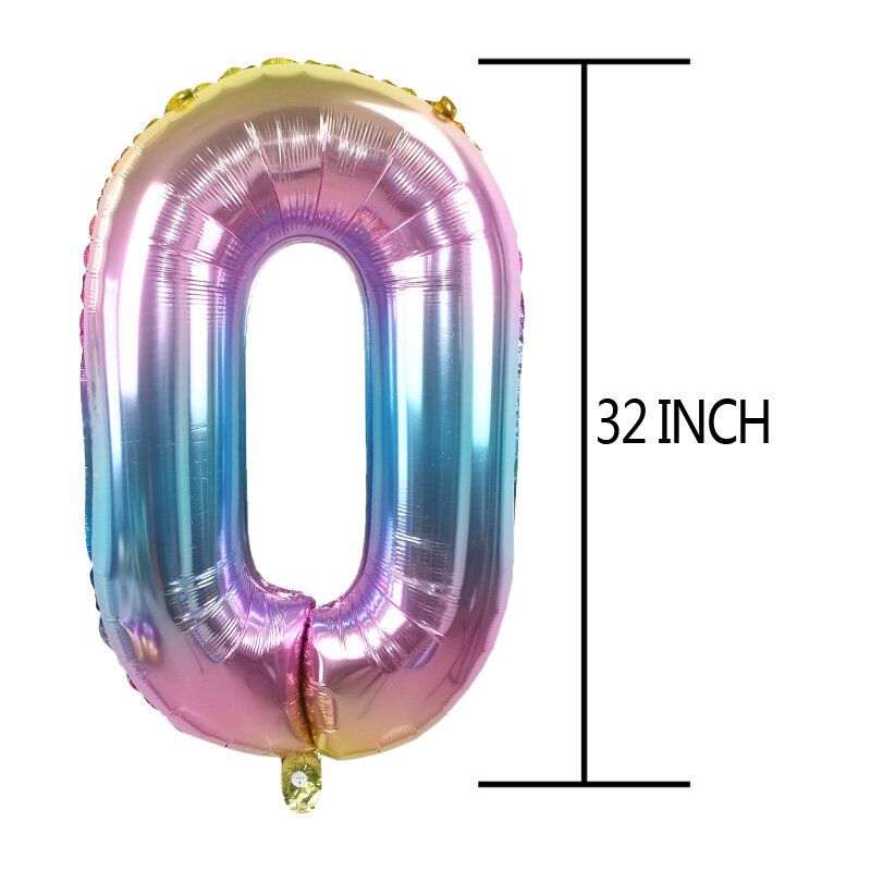 32 Pollici Arcobaleno Numero Palloncini Iridescente Stagnola Aerostato per La Festa Nuziale di Compleanno Decorazione Digitale Ballon Aria Globos