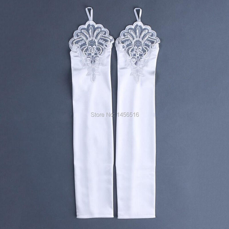 2020 In Voorraad Vingerloze Applique White Wedding Handschoenen Bruiloft Accessoires Opera Bridal Handschoenen