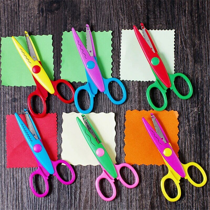 1 PCS Laciness Scissors Metal And Plastic DIY Scrapbooking Photo Colors Scissors Paper Lace Diary Decoration With 6 Patterns
