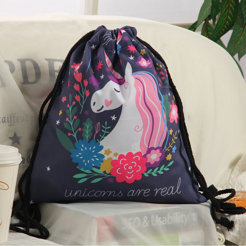 Jom Tokoy Fashion Drawstring Bag  3D Printing Unicorn Mochila Feminina Drawstring Backpack Women daily Casual Girl's knapsack