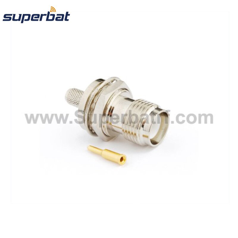 Superbat RP-TNC Crimp Jack(Male Pin) Bulkhead RF Coaxial Connector for Cable RG58 RG142,LMR195