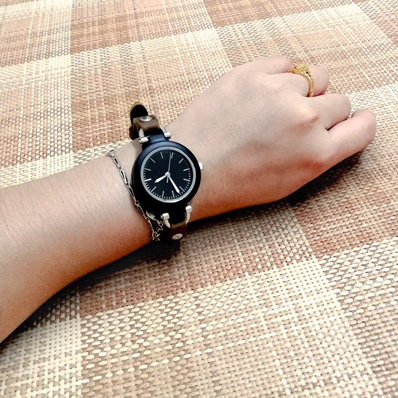 Luxury Bamboo ไม้ผู้หญิงสีขาวนาฬิกาสร้อยข้อมือหนังควอตซ์นาฬิกาข้อมือสุภาพสตรีนาฬิกาของขวัญกล่อง...
