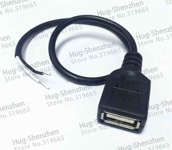 High quality USB female socket data adapter plug jcak Cable ,2Pin 2A3A ,Soldering ,DIY ,30CM  10pcs/lot