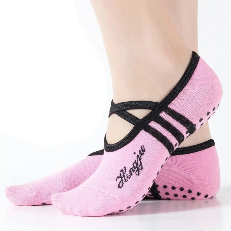 WorthWhile 1 Pair Sports Yoga Socks Slipper for Women Anti Slip Lady Damping Bandage Pilates Sock Ballet Heel Dance Protector