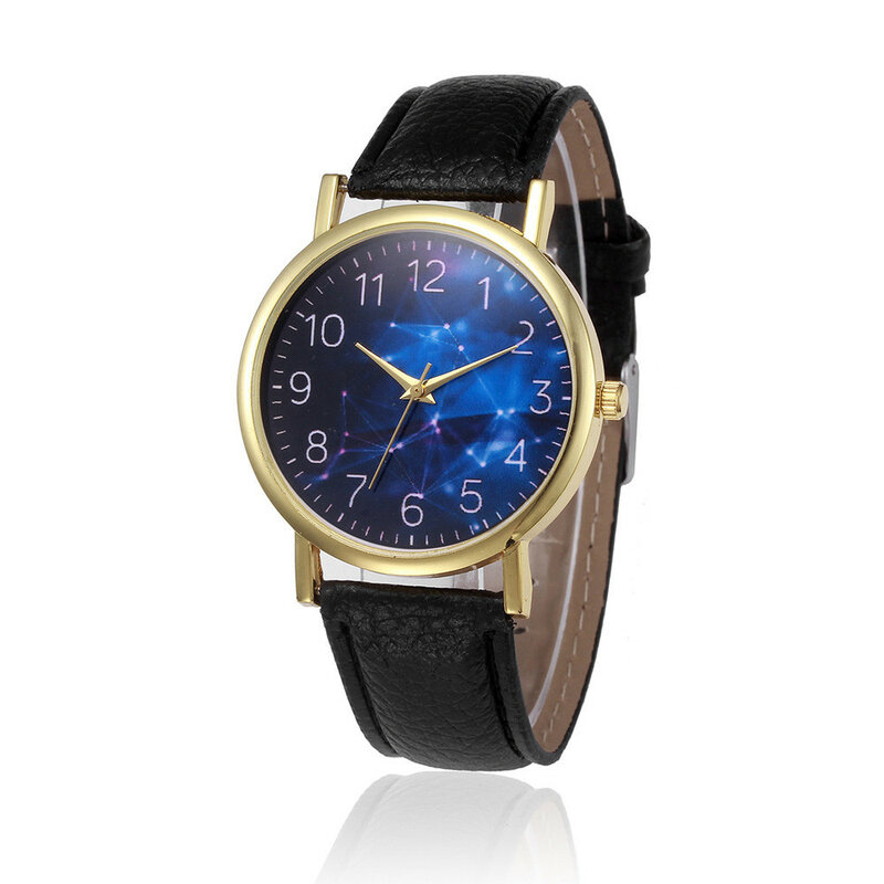 Relógio de pulso feminino luxuoso, venda quente de relógio de marca estrelado, céu, couro, liga, analógico, quartzo, preto, 2019 * e