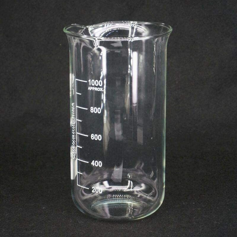 Vaso de vidrio transparente de borosilicato para laboratorio químico, vaso de 1000ml, espesado con boquilla