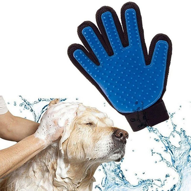Pet Glove dla kotów Cat Grooming Pet sierść psa furminator grzebień rękawica dla Pet Dog Finger masaż oczyszczający rękawica dla zwierząt