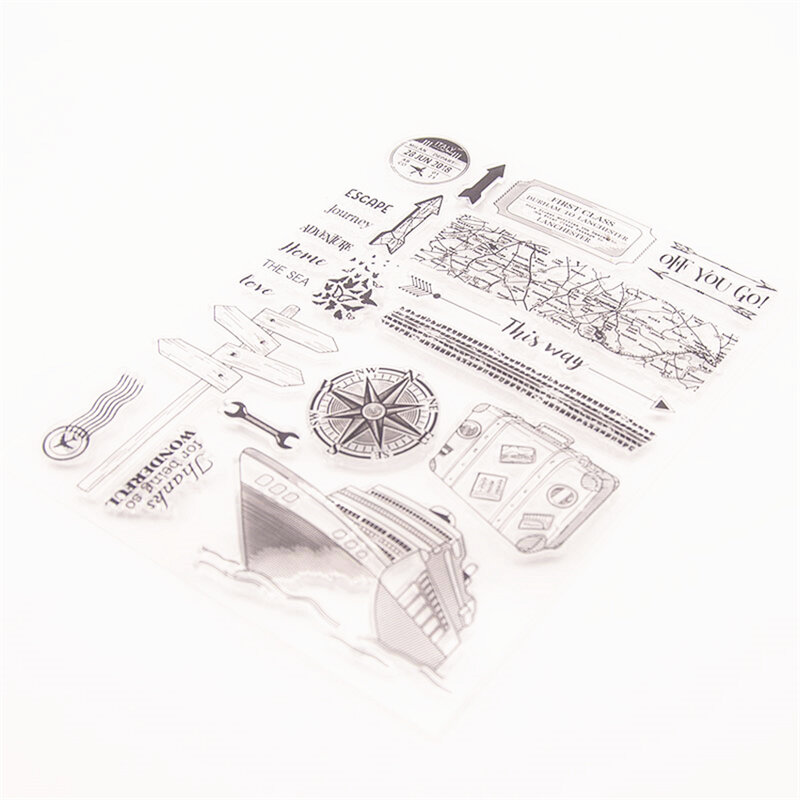 Sellos náuticos transparentes de viaje, sello de rodillo de silicona para álbum de fotos de álbum de recortes DIY/fabricación de tarjetas, gran oferta