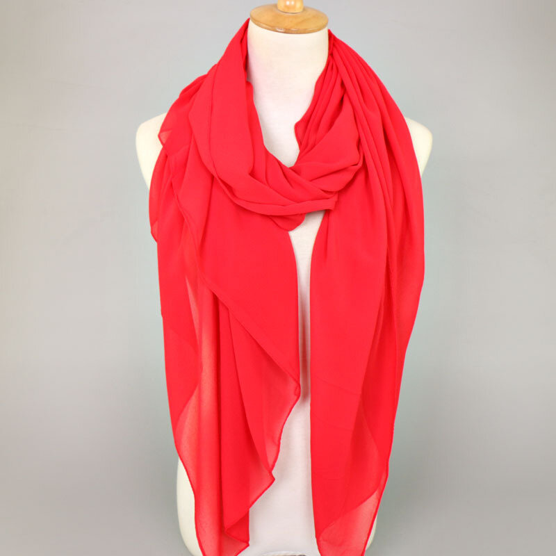 Lenço quadrado liso tamanho grande de chiffon, echarpe hijab, chales, sólidos e espessos, foulard sjaal muçulmano, cachecol 145*145cm