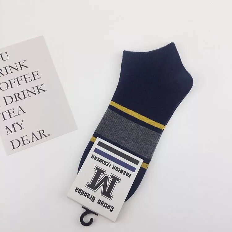 Margote Store Men's Stitching Color Short Tube Cotton Socks Low To Help short Sports Boat Socks Men's Short Socks